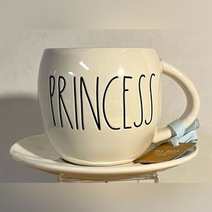 Rae Dunn by Magenta Princess Cinderella White Blue Tea Cup w/ Saucer